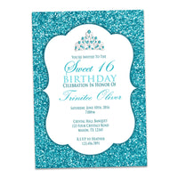 Blue Sweet 16 Tiara Invitation