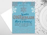 Blue Winter ONEderland Invitation