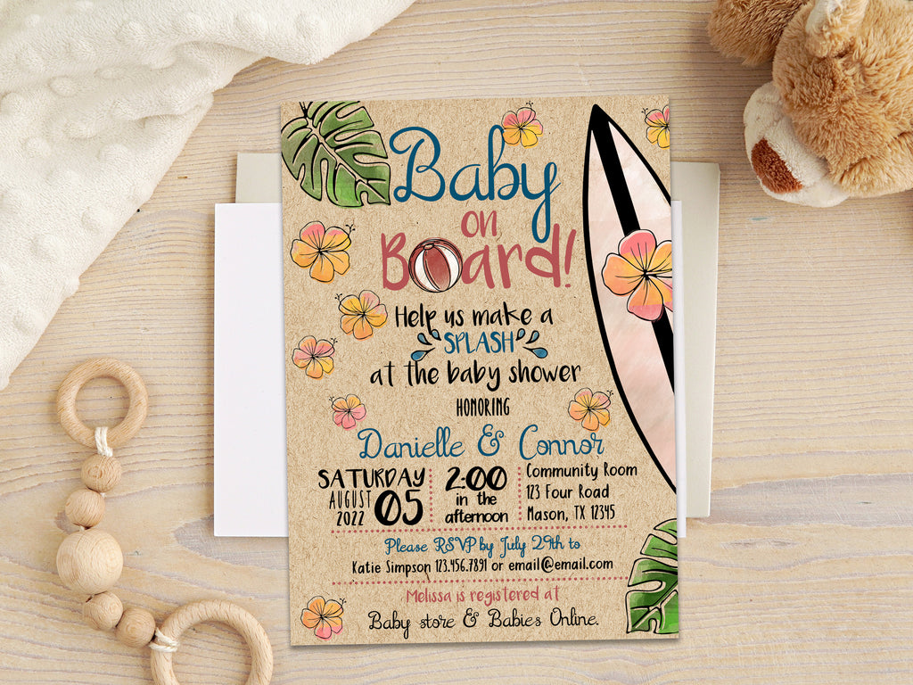 Baby on Board Pool Baby Shower Invitations Party Print Express