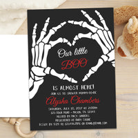 Boys Our Little Boo Skeleton Hands Baby Shower Invitations