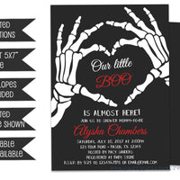 Boys Our Little Boo Skeleton Hands Baby Shower Invitations