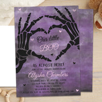 A Little Boo Skeleton Hands Baby Shower Invitations