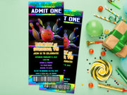 Cosmic Bowling Birthday Ticket Invitations