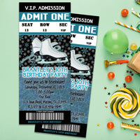 Blue Ice Skating Birthday Invitations