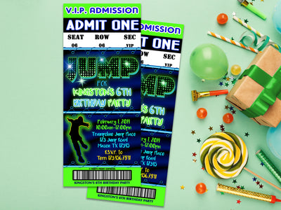 Boys Jump Birthday Party Ticket Invitations