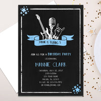 Blue Chalk Rockstar Birthday Invitations