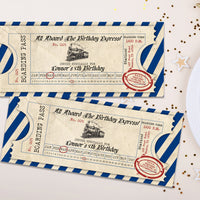 Vintage Train Ticket Birthday Invitation