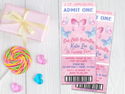 Pink Butterfly Admission Ticket Invitations