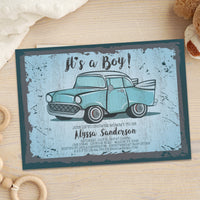 Vintage Car Baby Shower Invitations Boy