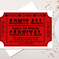 Carnival Ticket Birthday Invitation