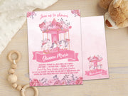 Pink Carousel Baby Shower Invitations