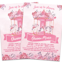 Pink Carousel Baby Shower Invitations
