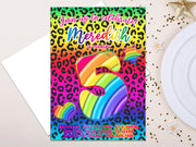 Rainbow Cheetah Birthday Invitations