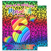 Rainbow Cheetah Birthday Invitations