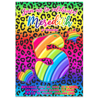 Rainbow Cheetah Birthday Invitations