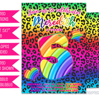 Rainbow Cheetah Birthday Invitations