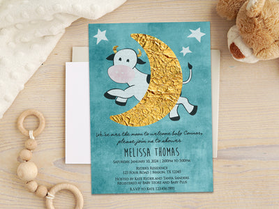 Cow Jumped Over the Moon Baby Shower Invitation