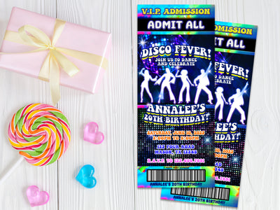Disco Fever Birthday Party Dance Ticket Invitations