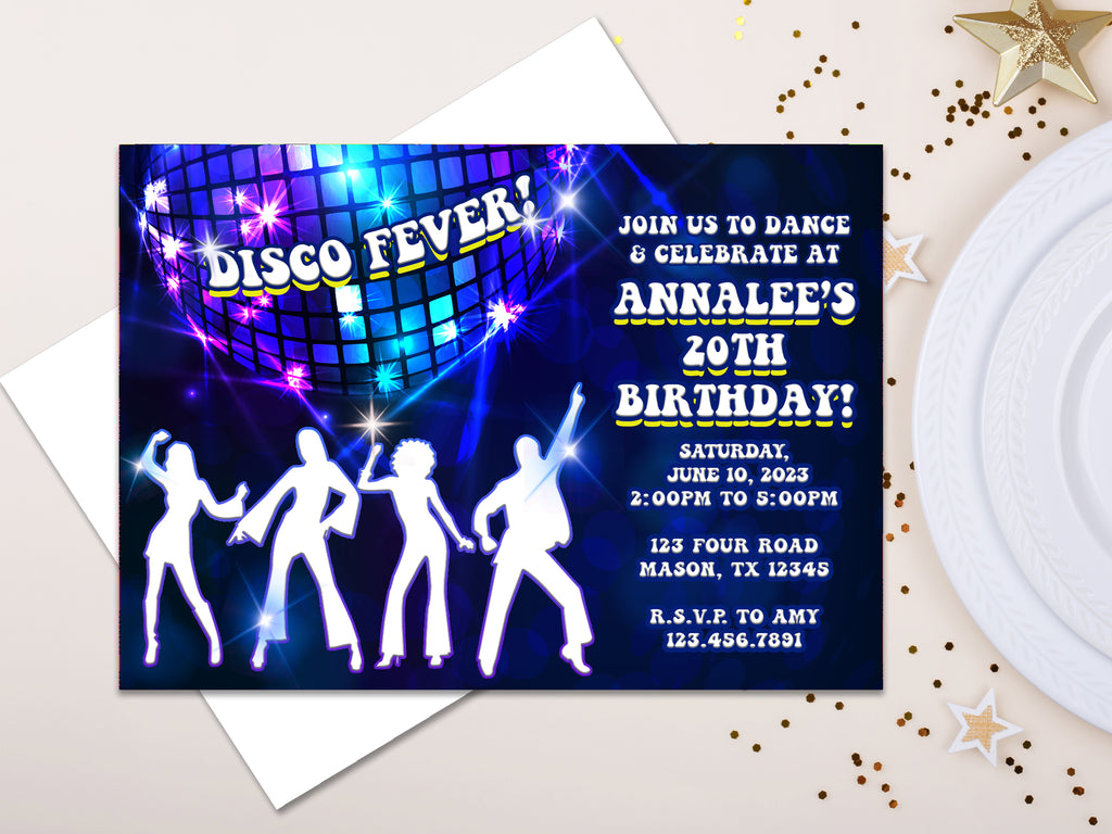 Disco Birthday Party Invitations