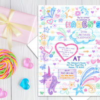 Doodle Notebook Birthday Invitations Girl