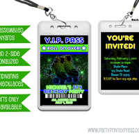 Boy Roller Skating VIP Pass Invitations with Lanyards