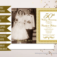 Elegant Photo Gatsby 50th Wedding Anniversary Invitation Gold