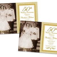 Elegant Photo Gatsby 50th Wedding Anniversary Invitation Gold