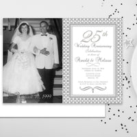 Elegant Photo Gatsby 25th Wedding Anniversary Invitation Silver