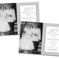 Elegant Photo Gatsby 25th Wedding Anniversary Invitation Silver