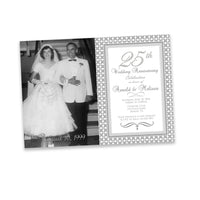 Elegant Photo Gatsby 25th Wedding Anniversary Invitation Silver