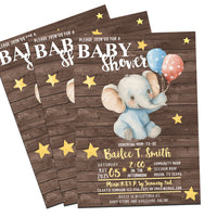 Neutral Elephant Circus Baby Shower Invitations