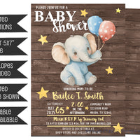 Neutral Elephant Circus Baby Shower Invitations