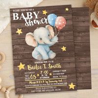 Neutral Elephant Circus Baby Shower Invitations