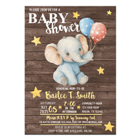 Neutral Elephant Circus Baby Shower Invitations