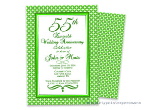 Emerald Pattern 55th Wedding Anniversary Invitations