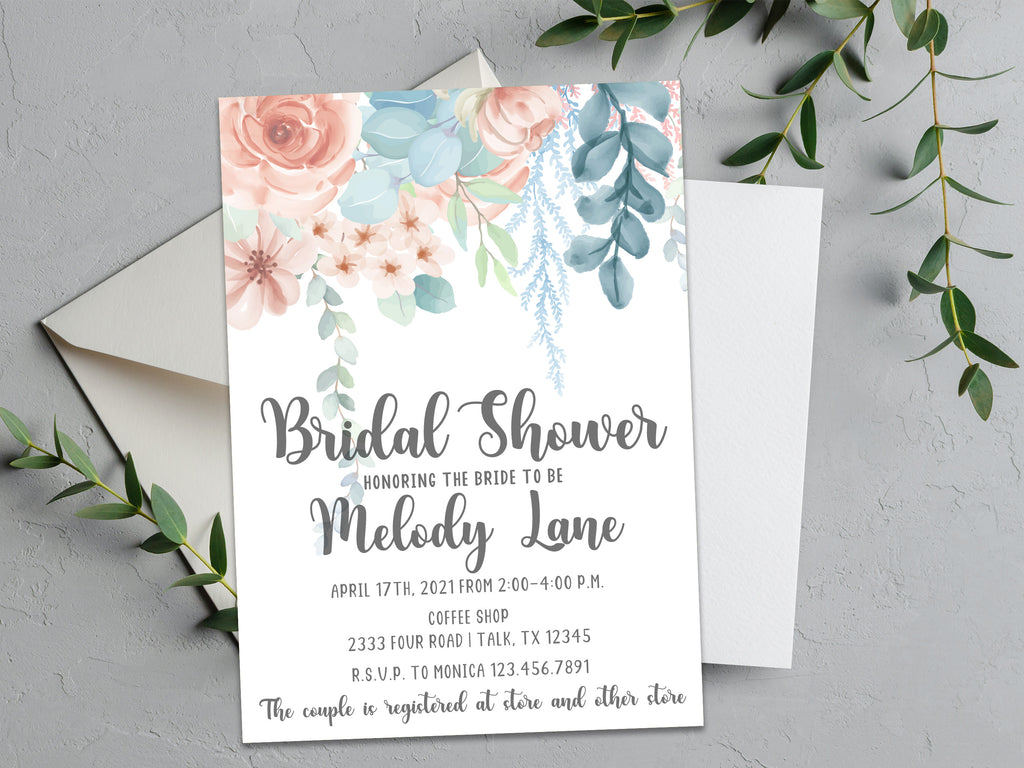 succulent bridal shower invites Eucalyptus Bridal Shower Invitations