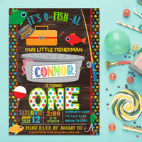 Little Fisherman Fishing Birthday Invitations