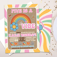 Five is a Vibe Groovy Birthday Invitations (ANY AGE)