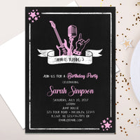 Pink Rockstar Birthday Invitations
