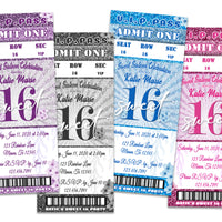Sweet 16 Floral Glitter Admission Ticket Invitations