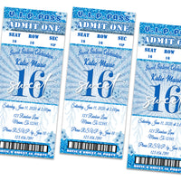 Sweet 16 Floral Glitter Admission Ticket Invitations