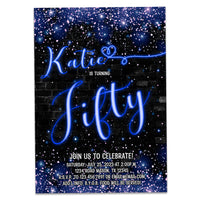 Neon Sign Glow Womans Birthday Invitations