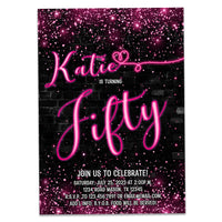 Neon Sign Glow Womans Birthday Invitations