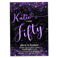 Neon Sign Glow Womans Birthday Invitations