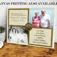 Gold 50th Wedding Anniversary Then and Now Photo Print