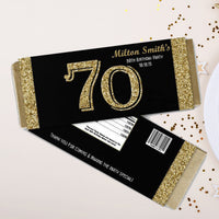 Gold Glitter & Black Birthday Candy Bar Wrapper
