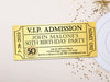 Gold Ticket Birthday Invitations Adult