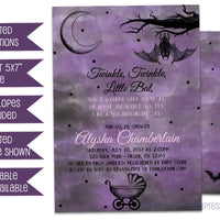 Alice in Wonderland Twinkle Little Bat Goth Baby Shower Invitations