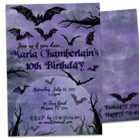 Goth Bat Girl Nevermore Birthday Invitations