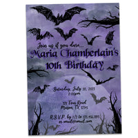 Goth Bat Girl Nevermore Birthday Invitations